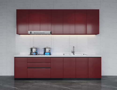 RTA RED FLAT KITCHEN CABINET