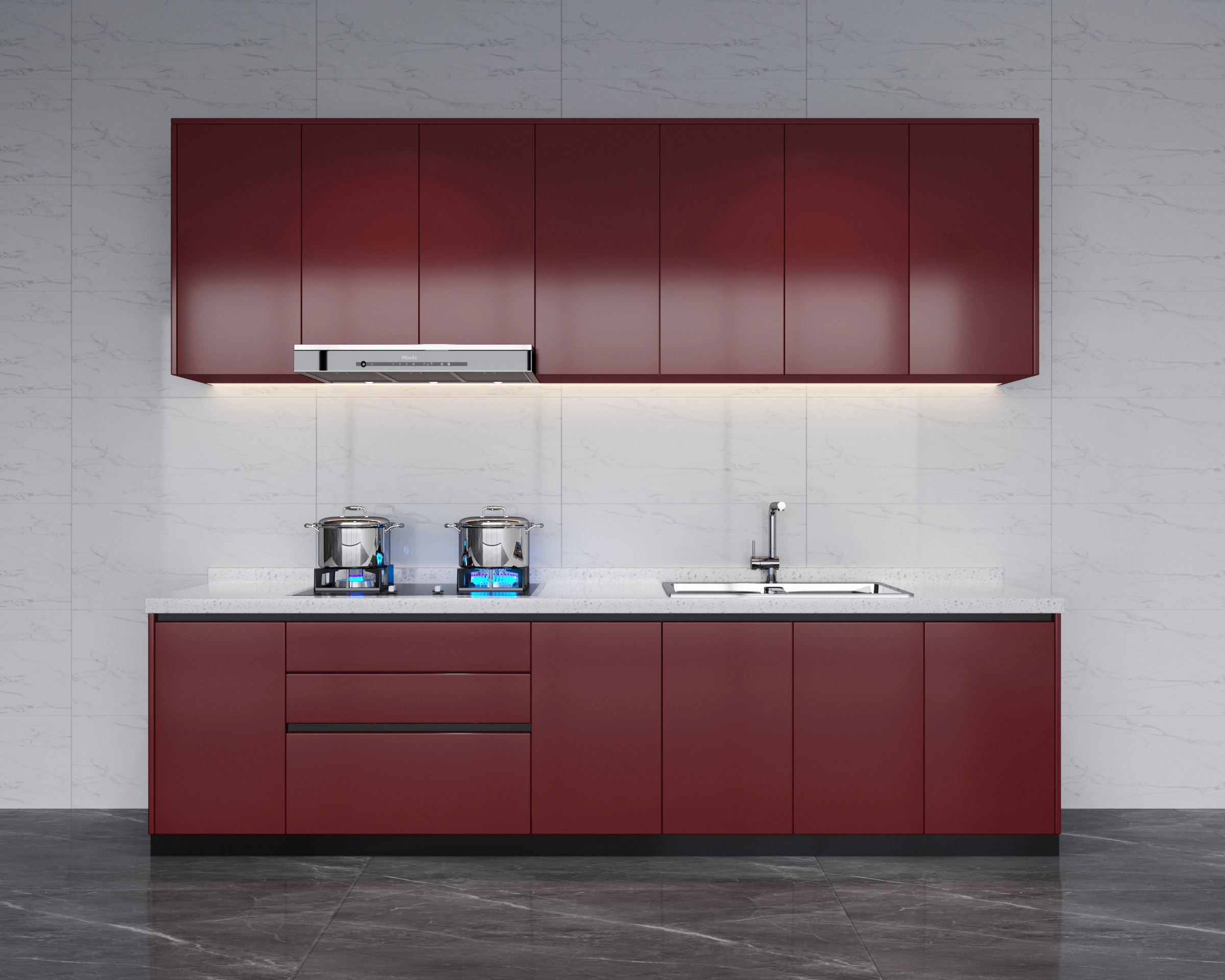 RTA RED SHAKER KITCHEN CABINET